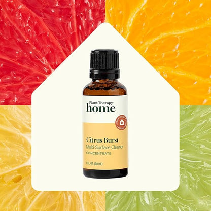 Plant Therapy Home Citrus Burst Blend All Natural Multi-Surface Cleaner Concentrate, Use to Clean Countertops, Stovetops, Tile, Microwave, 30 mL (2-Pack)