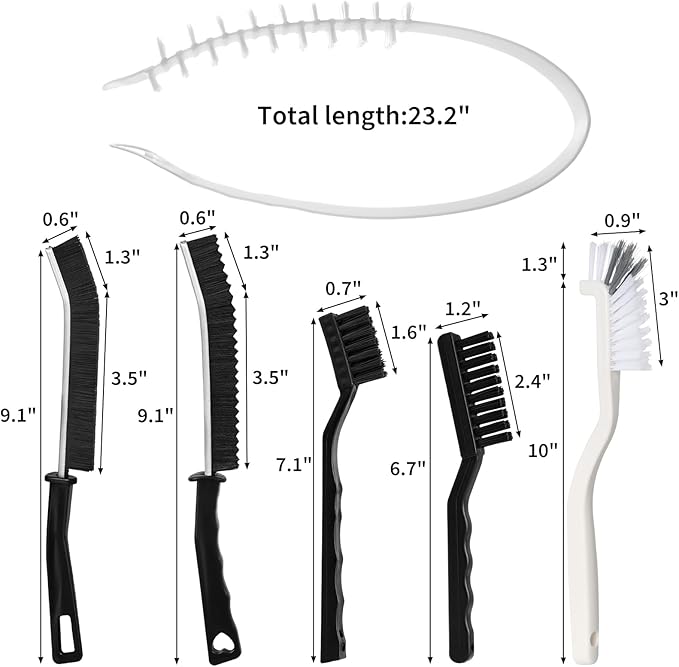 TUZAZO Washing Machine Cleaning Brush Kit, Front Load Washer Cleaner Tools Accessories with 1Pc Drum Laundry Brush and 5Pcs Crevice Cleaning Brushes for Tight Spaces and Washer Rubber Seal