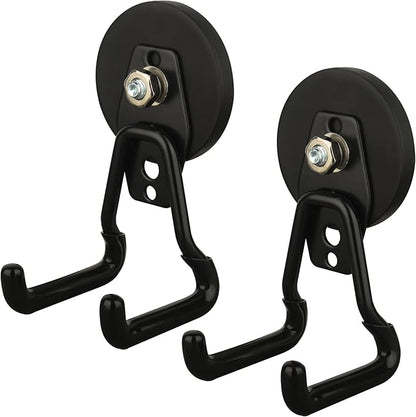 MUTUACTOR Upgraded Strong Magnetic Hooks,2-Pack Powerful Magnetic Hook Heavy Duty,20lbs Anti-Scratch Garage Storage Hangers for Hanging Cordless Impact Drivers Trailer Cord Shovels