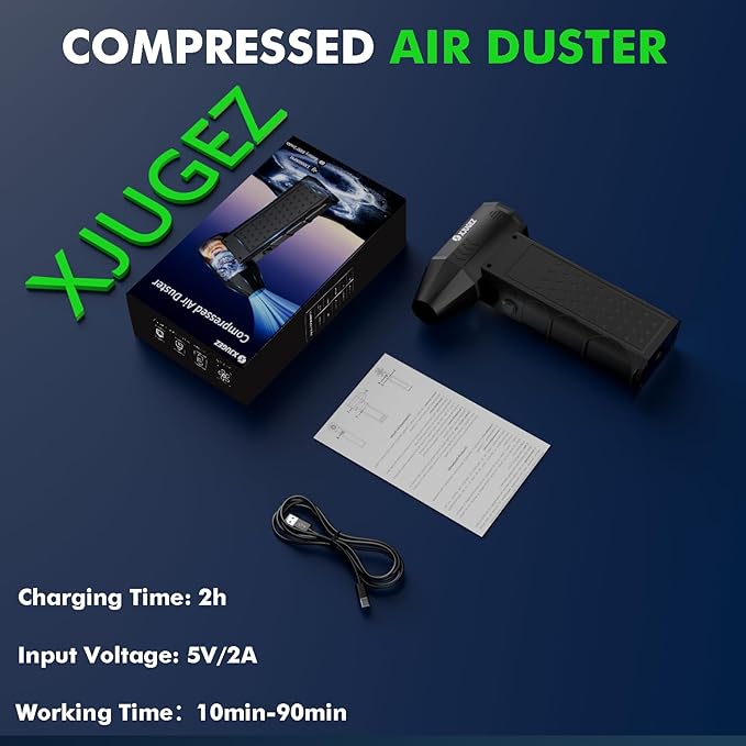 Compressed Air Duster,130000RPM Electric Air Duster with Detachable Nozzle, Star Shaped Portable Dust Blower,4 Gears High-Speed Mini Blower,Hand Held Jet Fan for PC,Keyboard,Car,Snow,Barbecue