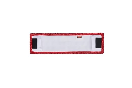 Rubbermaid Commercial Products 18 inch Adaptable Flat Mop Microfiber Pad, Red, for Janitorial/Professional Cleaners and Light-Duty Cleaning/Mopping with Tab/Pocket Functions