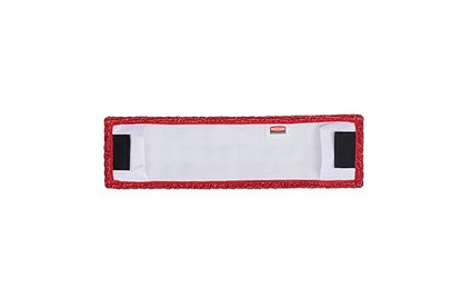 Rubbermaid Commercial Products 18 inch Adaptable Flat Mop Microfiber Pad, Red, for Janitorial/Professional Cleaners and Light-Duty Cleaning/Mopping with Tab/Pocket Functions