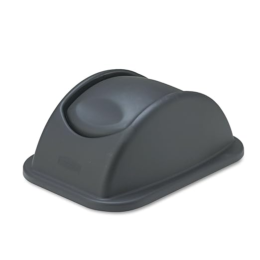 Rubbermaid Commercial Products Swing Top Wastebasket Lid, Compatible with 28QT/7G RCP Wastebaskets, Black, Lid Only