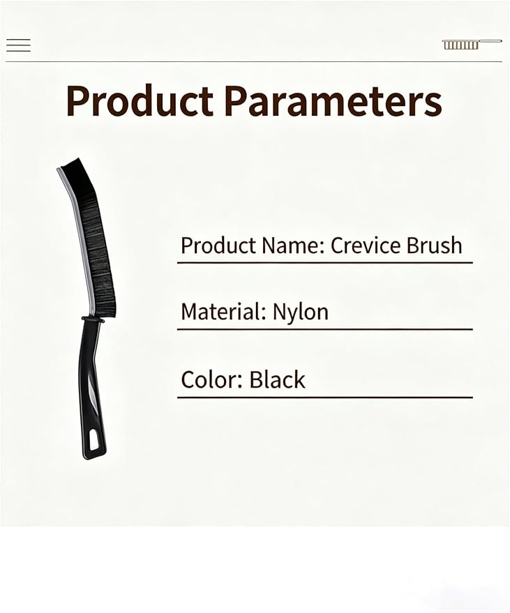 2 Pack Crevice Cleaning Brushes, Hard Bristle Gap Cleaner Brush for Bathroom, Kitchen, Window, Tile, Sink - Black & Milk(Two Black)