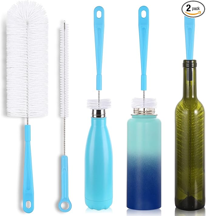 16" Bottle Brush Cleaner for Water Bottle - Long Handle Bottle Brush for Cleaning Narrow Neck Sport Bottles,Beer Bottle and Jugs, Set of 2