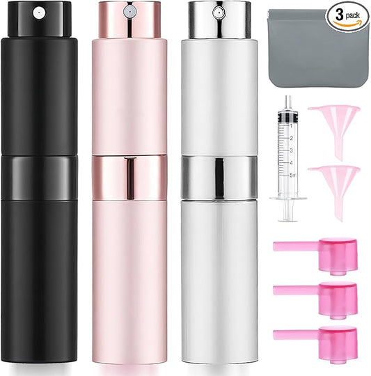 3 Pack 8ML Empty Atomizer Sprayer for Perfume Cologne Spray Bottle for Refill Portable Cologne Dispenser Mini Sprayer for Men Twist Tpye