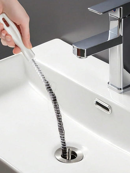 3 Pcs Flexible Plastic Drain Clog Remover Tool Kit 25 Inch Hair Snake Catcher with Long Pipe Cleaning Brush for Bathroom Sink Bathtub Shower Kitchen Plumbing Relief (White)