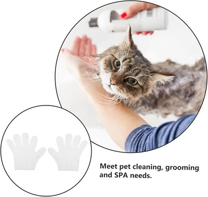 Garneck PET Grooming Gloves for Cats and Dogs Waterproof Bathing and Cleaning Mitts No-Rinse Massage Wipes Scented 10-Piece Set for Spa and Grooming