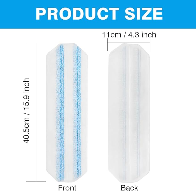 12 Pack Microfiber Mop Pads Refill for O-Cedar H2pro Flat System, Washable and Reusable Mop Replacement Heads for Floor Deep Cleaning, Mop Pad Refills for Wet and Dry Floor