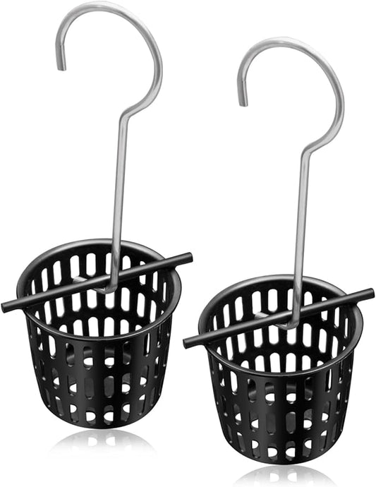 2 Pcs 2 Inch Hair and Debris Strainer, Black Coating Shower Drain Strainer with Lifting Hook, Stainless Steel Debris Basket Shower Catcher for Square/Floor Drain