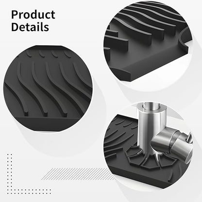 Silicone Black Kitchen Sink Splash Guard, 33 in Long Draining Mat with Central Drain Hole, Non-Slip Surface