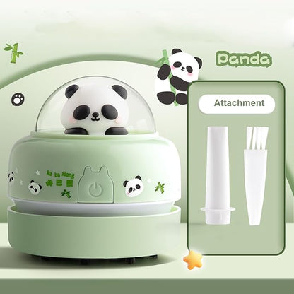 Mini Desktop Vacuum Cleaner Cute Cartoon Desktop Vacuum Cleaner for Kids Students Battery Powered Portable Mini Table Dust Sweeper 360-degree Rotatable Desk Duster Green