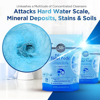 Fuller Brush Toilet Bowl Cleaner Pods - Water Soluble Tablet Cleansers, Cleans Descales & Refreshes Bathroom Toilets Removes Odors Soils & Stains Light Fresh Scent Ideal for Homes & Businesses 1-Pack