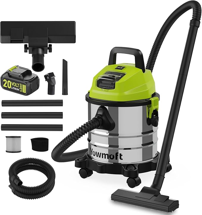 4 Gallon Cordless Shop Vac, Cordless Shop Vacuum Wet and Dry with 16 Kpa Strong Suction & Blower, Portable Shop Vacuum, Battery Powered Shop Vac for Car, Home and Garage, CVC2015