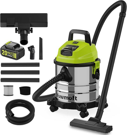 4 Gallon Cordless Shop Vac, Cordless Shop Vacuum Wet and Dry with 16 Kpa Strong Suction & Blower, Portable Shop Vacuum, Battery Powered Shop Vac for Car, Home and Garage, CVC2015