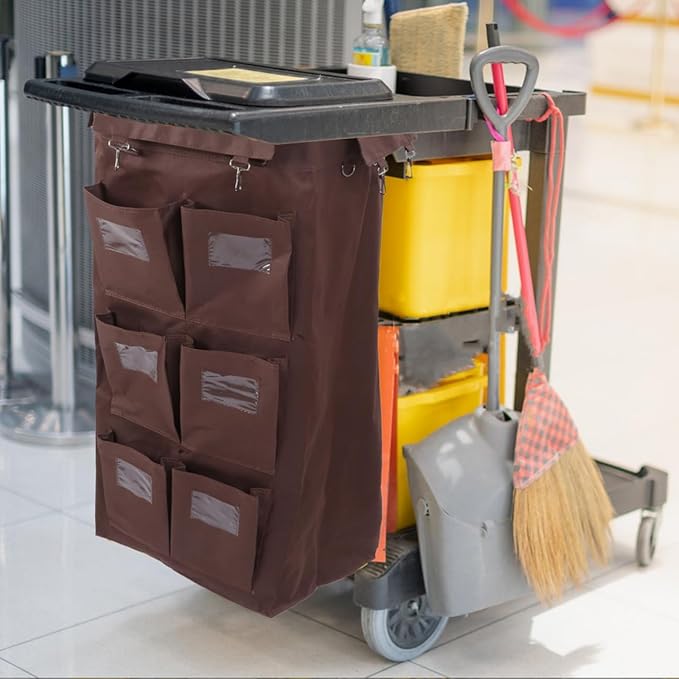 OUNONA Janitorial Cart Bag Large Capacity Leakproof Cleaning Cart Organizer Compatible with Hotel Housekeeping Carts 33.46X15.35X10.43 Inch