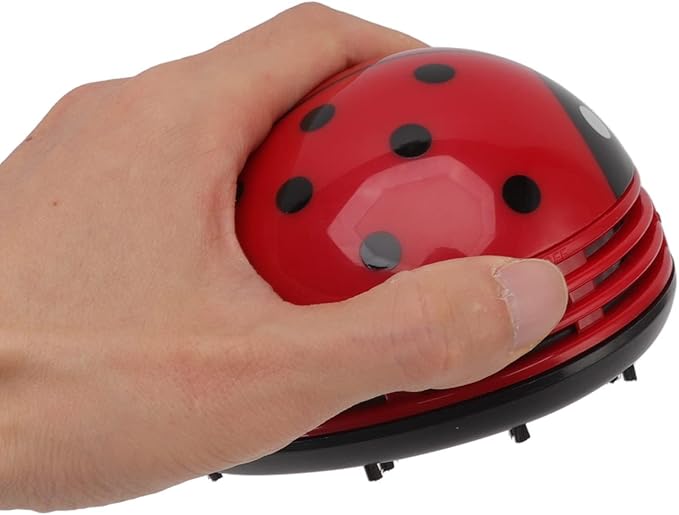 Fdit Mini Desktop Vacuum Cleaner Portable Vacuum Paper Handheld Sweeper Crumb Ladybird for Cartoon Red Ladybird Scraper