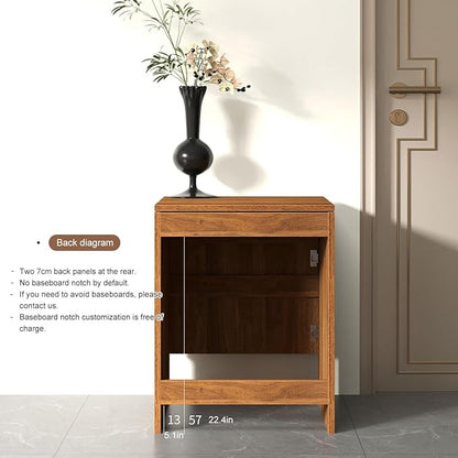 Robot Vacuum Stand Cabinet,Storage Cabinet with Doors for Robot Vacuum Cleaner,End Side Table for Home Office,Wood Freestanding Rack for Living Room Home Office Kitchen(Black)