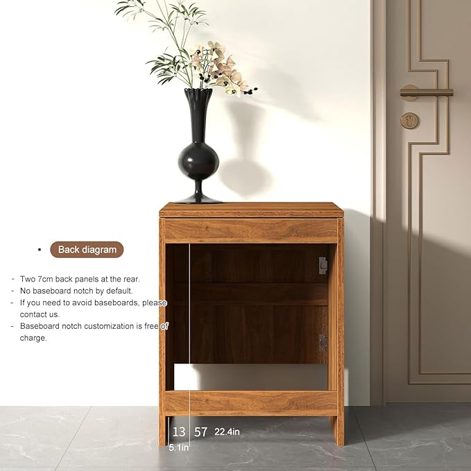 Robot Vacuum Stand Cabinet,Storage Cabinet with Doors for Robot Vacuum Cleaner,End Side Table for Home Office,Wood Freestanding Rack for Living Room Home Office Kitchen(Gray)