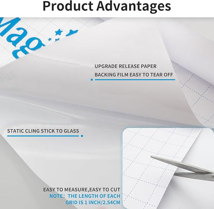 MAGIDEKOR Window Privacy Film with Installation Tools,Frosted Glass Window Film,Heat Blocking Static Clings Reusable Frosting Window Film for Bathroom Home Office,17.5 Inch X 6.5 Feet