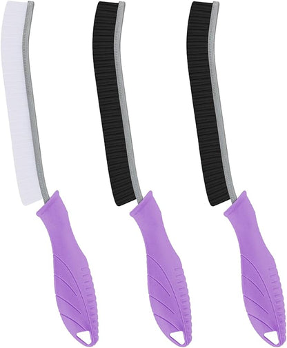 TQRR Hard Bristle Crevice Cleaning Brush-Thin Gap Scrub Brush, Small Cleaning Brush, Grout Brush, Kitchen Brush, Cleaning Tools for Toilet, Bathroom, Sink, Home, Household, Window (3, Purple)