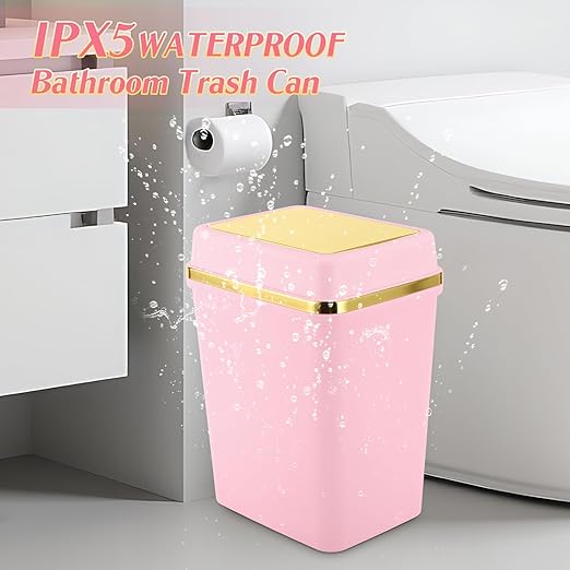 3 Pack Bathroom Trash Can with Lid 4 Gallon Small Trash Can with Swing LidBathroom Garbage Can with 225 Counts Trash Bags for Kitchen Bedroom Office(White Pink Green)