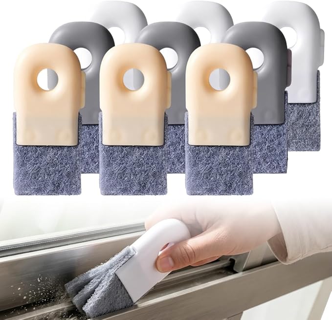 Magic Window Track Cleaner, Window Groove Cleaning Brush Tools Set, for Slides Grooves, Tile Grout Lines, Shutter Slats, Car Ac Vents & Narrow Gaps (Mix 9Pcs)