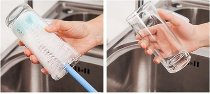 2 Pack Long Bottle Cleaning Brush for Long and Narrow Neck Beer, Wine, Kombucha, Bottles,Nalgene, Pitcher, Carafe, Glass Jars, Brewing Bottle Cleaner,Easy to Clean Corner, 15 to18.5 inch