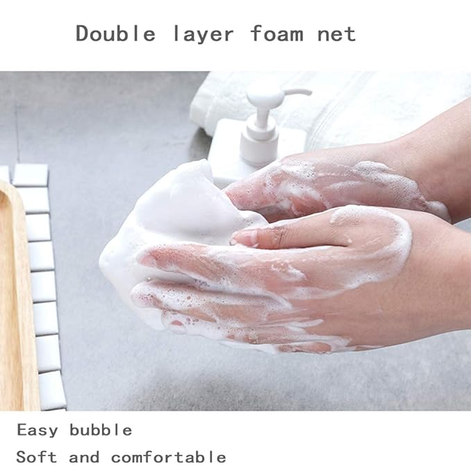 INVODA 32 PCS Soap Net Bag Double Layer Drawstring Soap Mesh Soft Bath Soap Net for Facial Body Exfoliation Cleaning Tool (Random Color)