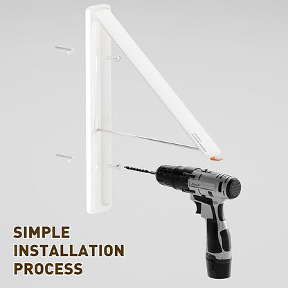 Clothes Drying Rack, Laundry Room Wall Mounted Retractable Clothes Hanger Drying Rack, Laundry Clothing Drying Rack Folding Indoor or Outdoor, Easy Installation Aluminium Dryer, 1pcs(White)