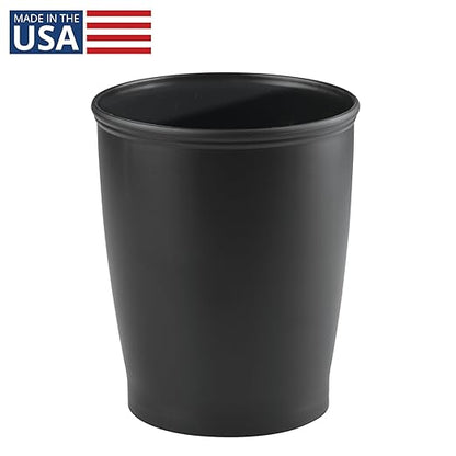 iDesign - 93437 iDesign Kent Plastic Wastebasket, Small Round Plastic Trash Can for Bathroom, Bedroom, Dorm, College, Office, 8.25" x 10", Black