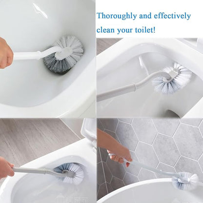 2 Pack Curved Toilet Bowl Brush Without Holder for Bathroom, Compact Toilet Brush Durable Under The Rim Household Deep Cleaning Brushes (White Toilet Brush Without Holder)