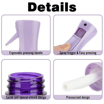 Hair Brush Set with Continuous Spray Bottle，Slick Back Hair Brush Back Brushing, Combing, Slicking Hair (Purple)