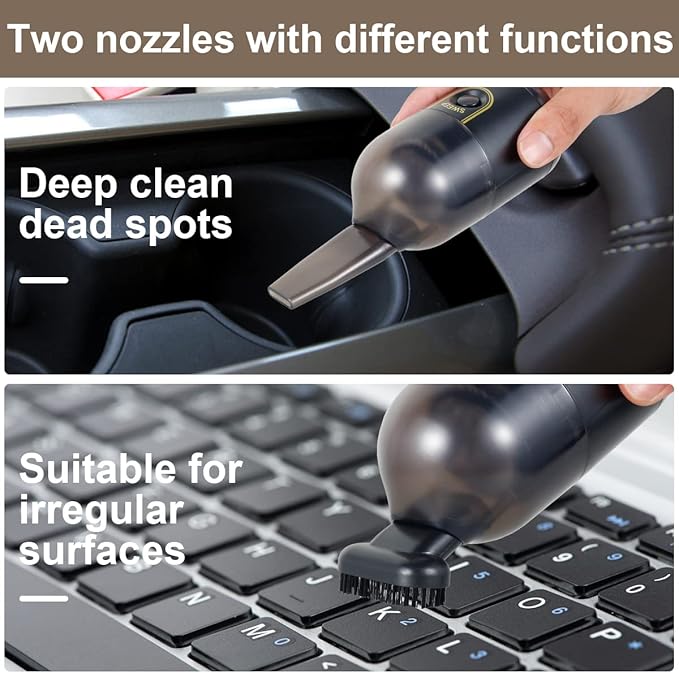 Powerful Suction 2200 pa Desktop Vacuum Cleaner, Desktop Mini Handheld Vaccum, USB Rechargeable Mini Dust Sweeper, with Brush Handheld Cordless Silent Portable Dust Cleaner for Office Car (Black)