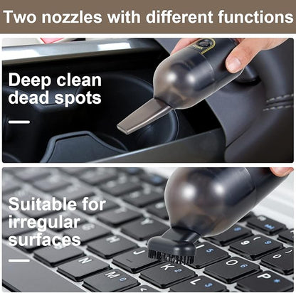 Powerful Suction 2200 pa Desktop Vacuum Cleaner, Desktop Mini Handheld Vaccum, USB Rechargeable Mini Dust Sweeper, with Brush Handheld Cordless Silent Portable Dust Cleaner for Office Car (Black)