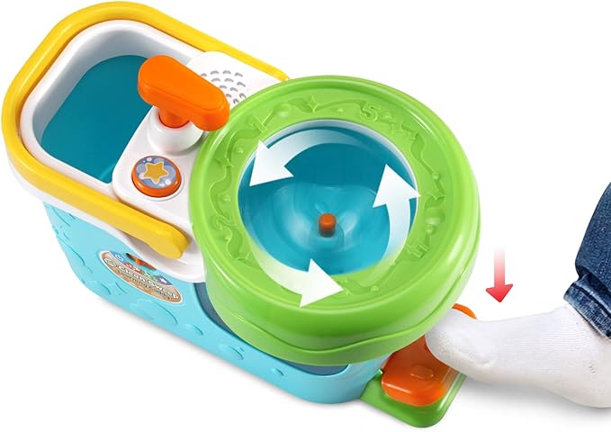 LeapFrog Clean Sweep Learning Caddy, Kids Mop and Broom Cleaning Toy Set for Ages 3-5, Blue