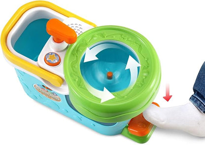LeapFrog Clean Sweep Learning Caddy, Kids Mop and Broom Cleaning Toy Set for Ages 3-5, Blue