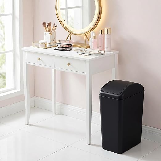 4.2 Gallon Plastic Trash Can with Swing Lid, Swing Top Garbage Can, Black