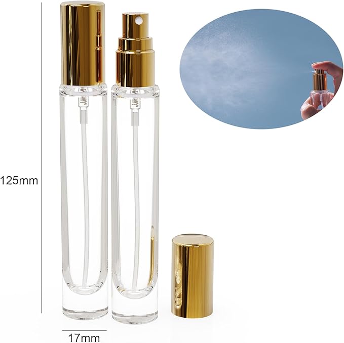 10ML 5Pack Glass Perfume Bottle Set, Mini Perfume Bottles Refillable With Dispenser Tools, Cologne Atomizer Empty, Pocket Spray Bottle for Travel and Sample Container