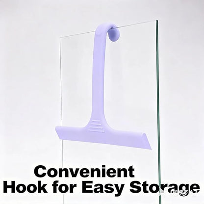 Silicone Shower Squeegee - All-in-One Design with Built-in Hook, 10 Inch Streak-Free Bathroom and car Cleaner for Glass Doors, Mirrors, Windows, Tiles Purple