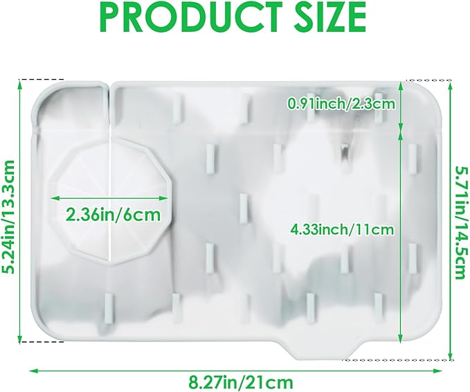 Dimeho Sink Faucet Splash Guard Mat Silicone Soap Dish Pad Faucet Handle Drip Catch Sponge Holder Sink Protector Trays for Bathroom Kitchen Countertop Gadgets Accessories 8.3 x 5.7 Inch (Marble)