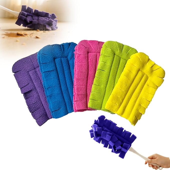 Duster Refills Reusable,360° Heavy Duty Fleece Reusable Duster Refills Duster Pads Washable Cleaning Pads Tools for Cleaning Ceiling Fan Window Kitchen (5PCS)