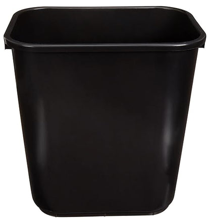 Amazon Basics Rectangular Plastic Office Wastebasket, 7 Gallon, Easy to Clean, Black, Pack of 2