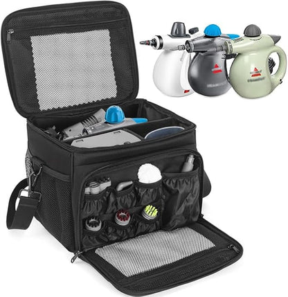 Carry Bag Compatible with Bissell SteamShot Hard Surface Steam Cleaner 39N7V/39N7A, Adjustable Compartments Steam Cleaner Storage Bag Fits for Phueut Pressurized Handheld Steam Cleaner