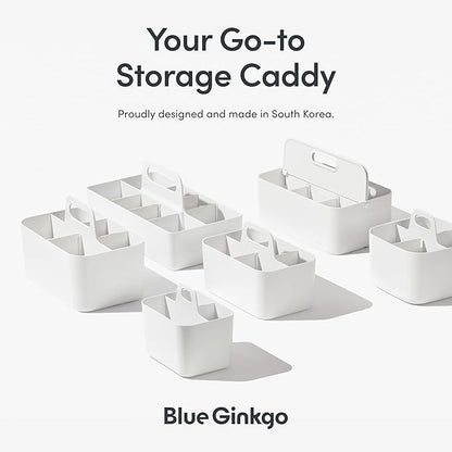 BLUE GINKGO Stackable Organizer Caddy – Korean-Made Portable Tote for Bathroom, Office, Crafts, or School Supplies (Long Rectangle, Yellow)