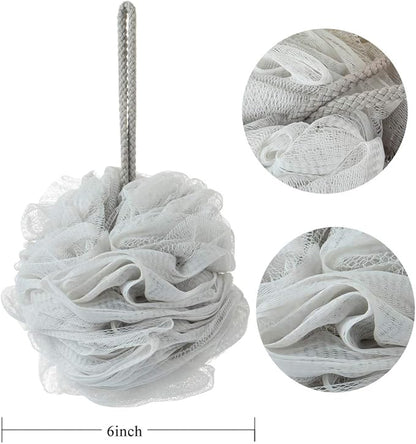 Bath Sponges, Shower Loofah for Body Exfoliation(3 pcs, Brown&Gray&Pink)
