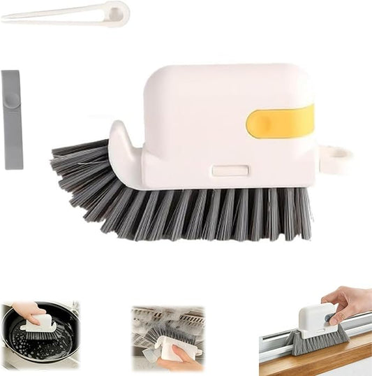 3-in-1 Removable Window Slot Brush,New Window Groove Cleaning Brush, Portable Window Track Cleaner Window Groove Cleaning Brush Tools with Hidden Scraper for Home Window Groove (Yellow-1PC)