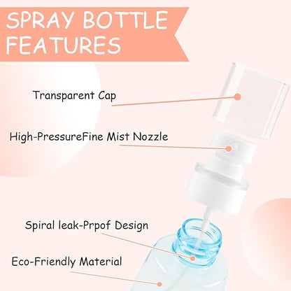 Ninsula 6 Pack Travel Spray Bottle TSA Approved, 60ml/2oz Small Fine Mist Empty Spray Bottles, Leak Proof Refillable Travel Bottle Set for Home, Office Or Outdoor Activities