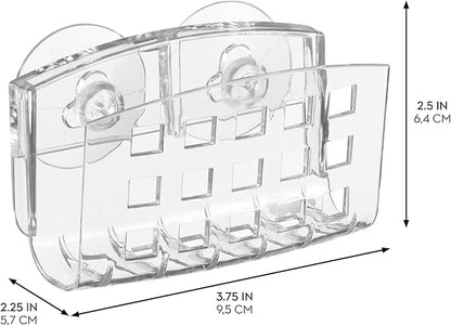 iDesign BPA-Free Plastic Sponge Holder for Kitchen Sink with Suction Cups, Ideal for Kitchen Sinks and Bathroom Organization, 3.75" x 2" x 2", Clear