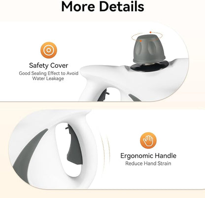 Handheld Steam Cleaner, 1050W Upgrade Steam Cleaner for Home Use, Powerful Natural Multi‑Surface Steam Cleaner, 239°F Steam, Runs 10–15 min, 11.8oz Tank for Car Tile Grout Couch Floor Bed Cleaning